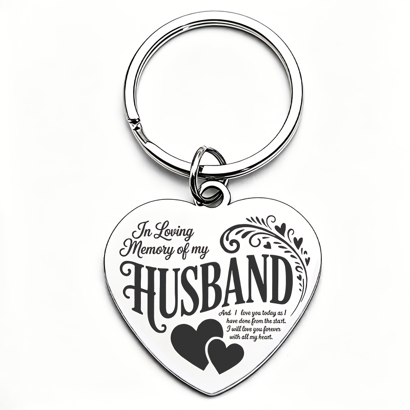 TEMU Christmas Gift, 1pc, "i " Memorial Stainless Keychain - Expressing Love And Remembrance For Husband, Commemorating Marriage And Deep , Memorial