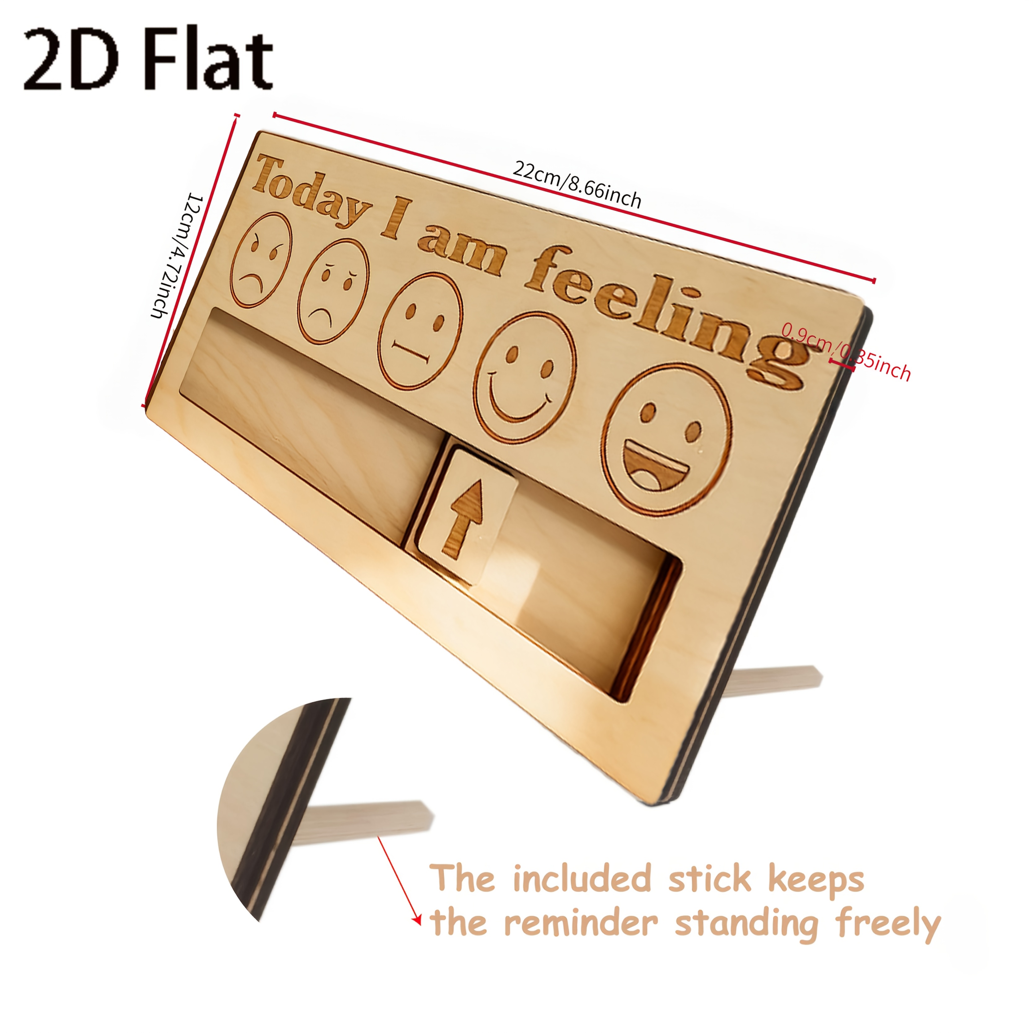 TEMU 2d Flat, 1pc Wooden Mood Board For Flat Printing Combination, Used To Display Daily Mood State, Suitable For Home, School, Or Psychological