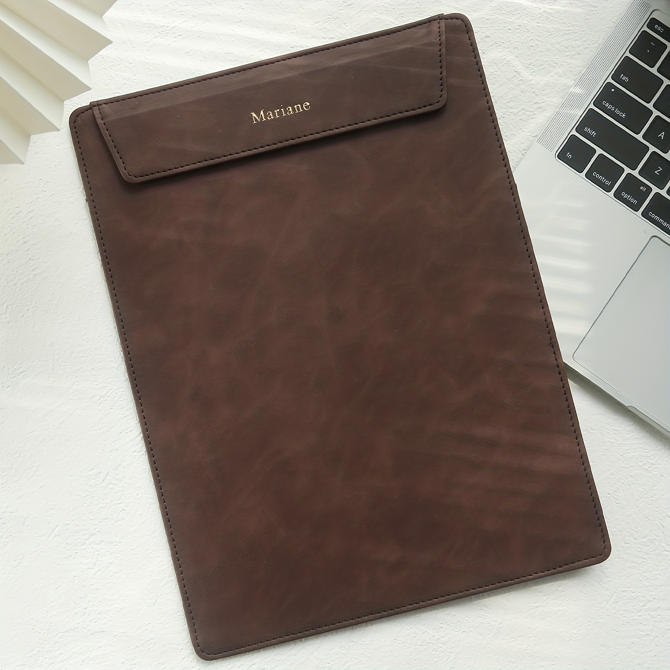 TEMU Personalized Magnetic Clipboard With Engraved Golden Monogram - Custom Name/initials Suitable For Office,, Conference Folder, A4 Document Holder