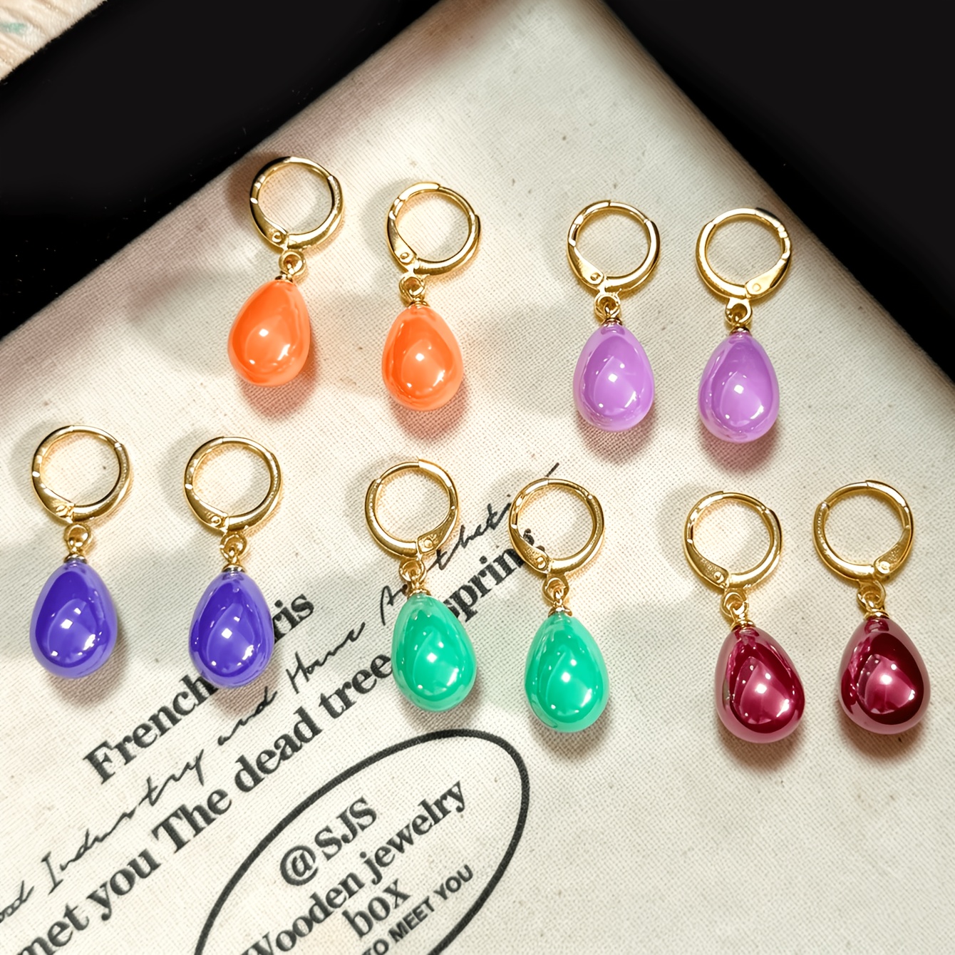 5 Pairs Vintage Hollow-Out Geometric Teardrop Earrings