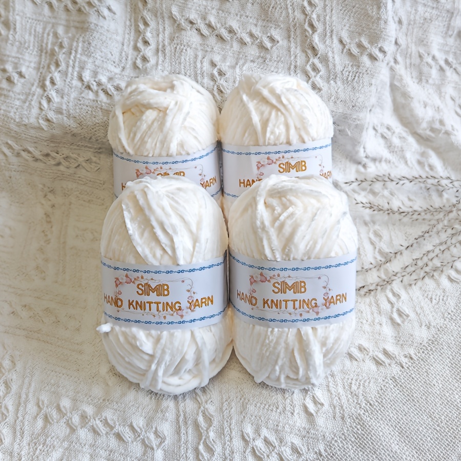 50g*4=200g 100% Polyester Fiber Plush Knitted Yarn, Fluffy Hand-knitting Yarn For Crochet Diy Dolls, Scarves, Hats, Bags, Etc