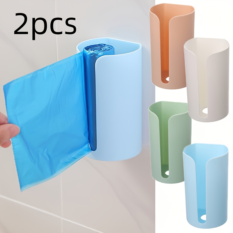 2pcs random   bag storage box plastic bag collector seamless wall mounted kitchen convenient bag dispenser