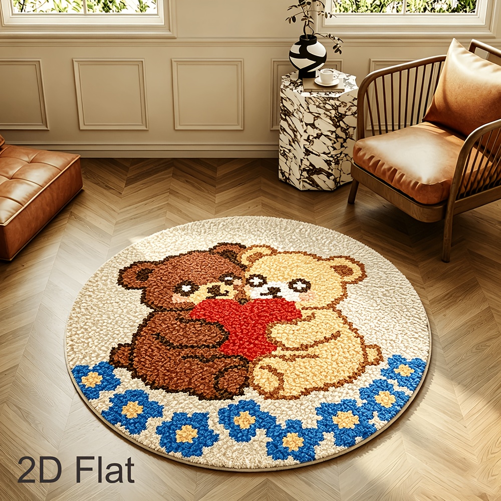 Bear Pattern Crochet Rug Making Kit, 2D Plane Beginner Tutorial