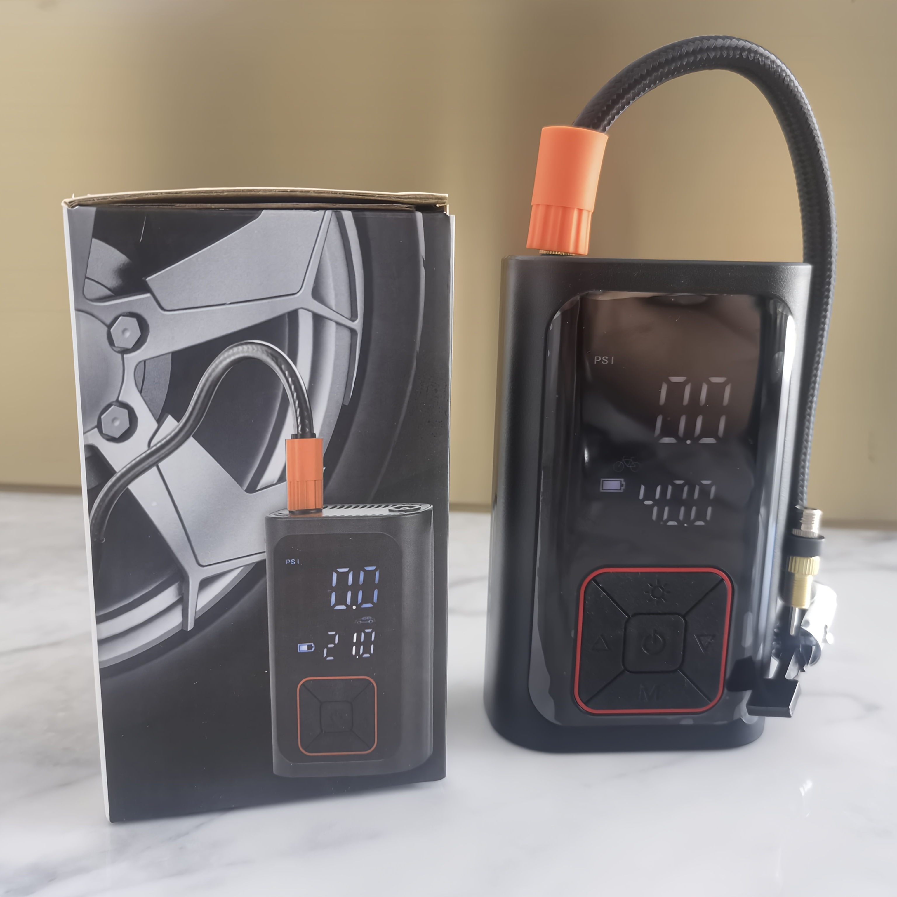 Temu – TEMU 150psi Fast Wireless Air Pump-500omah, Suitable For Cars/bicycles/balls, Led Lights And 4 Nozzles