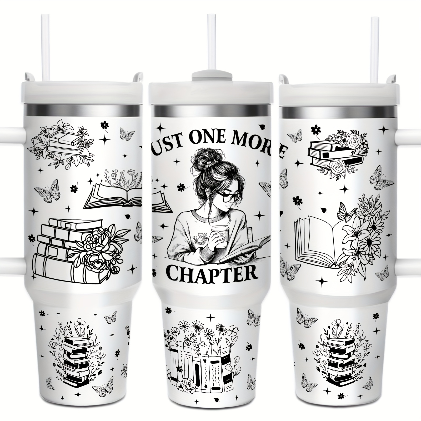 TEMU 1pc 40oz Stainless Steel Insulated Mug - Office Water Bottle With Handle, Lid, Straw, Hand Washable, Theme Design, Suitable For Office, Gym, Bedroom, Perfect Gift For Valentine's Day, Day.