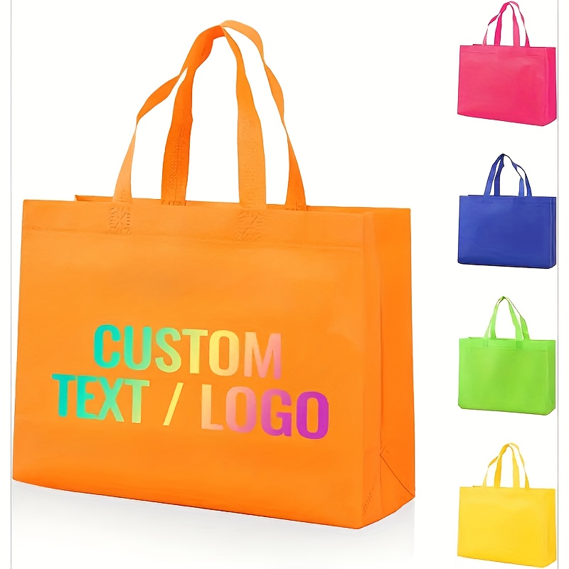 60pcs Customizable Reusable Tote Bags, Large Capacity with Custom Printing
