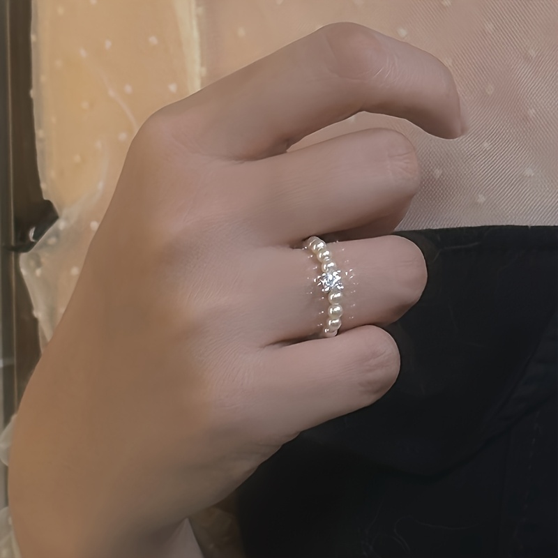 Stretch Beaded Ring with Small Sugar Beads