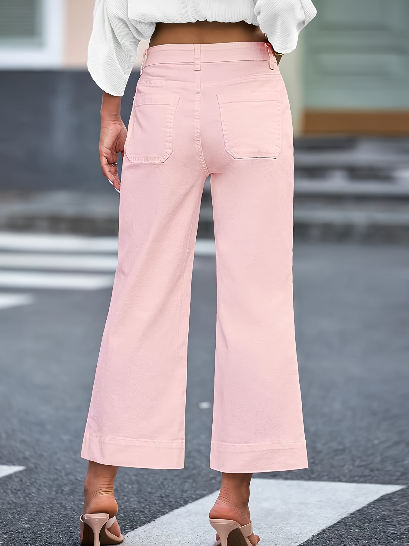 Grandi pantaloni casual tasca cotone largo donna elastico vita taglia gamba pantaloni, rosa, 3XL