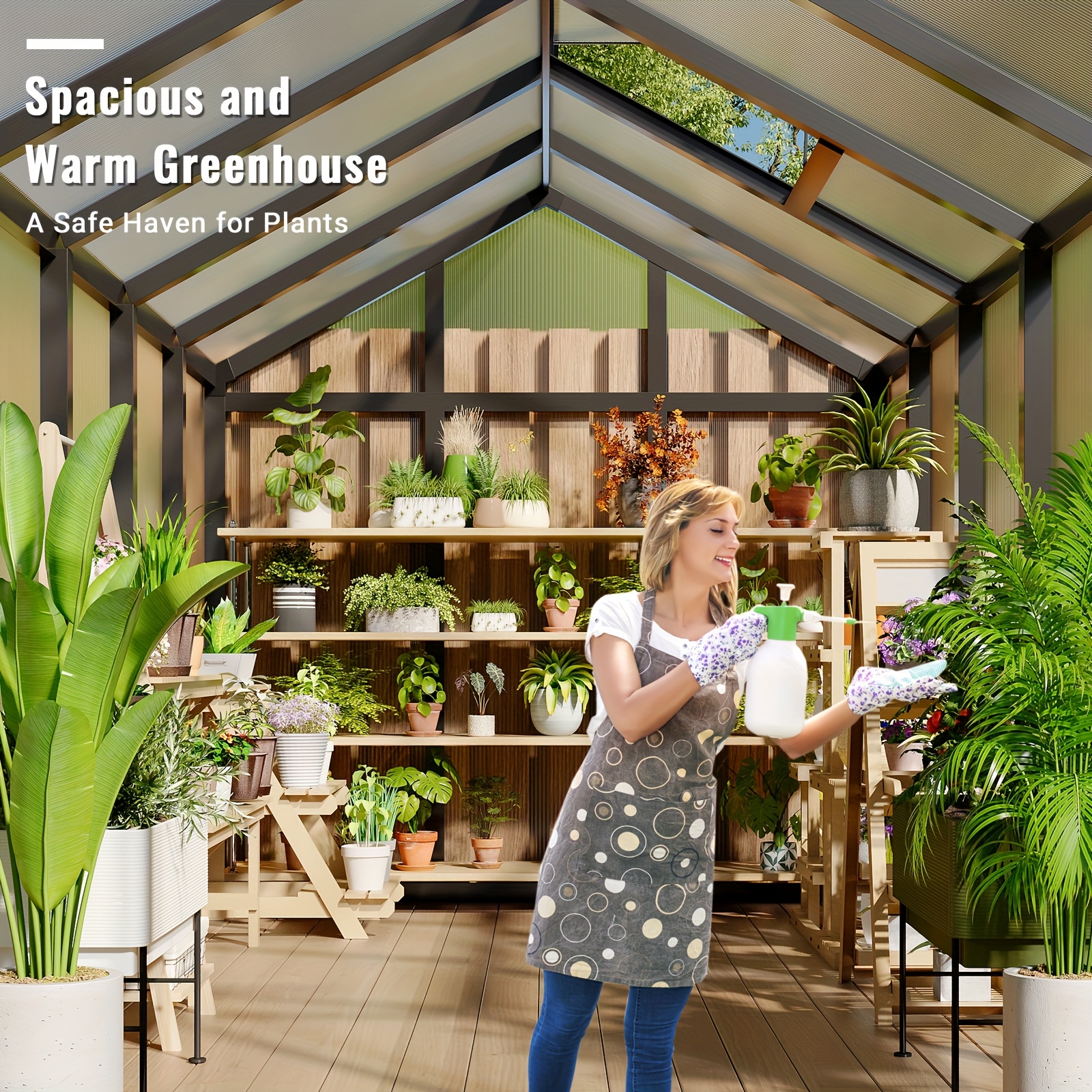 6x8 6x10 8x12 feet polycarbonate greenhouse heavy duty large - Temu