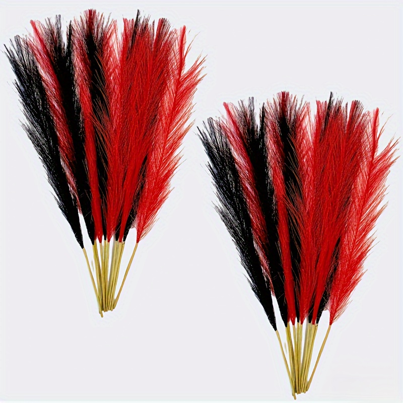 

20 Simulated Reed Grass, 10 Red + 10 Black Artificial Flowers, Bohemian Christmas Home Decoration