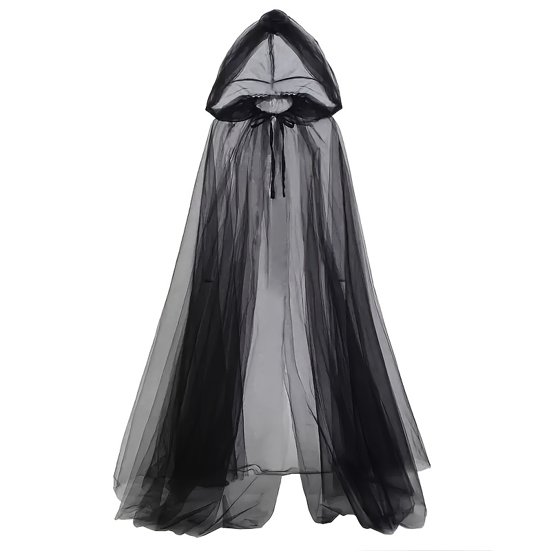 TEMU 1pc Cape de Sorcière de de Vampire de Halloween à Capuche en Unisexe Costume de Cosplay de Jeu de Rôle, Pile