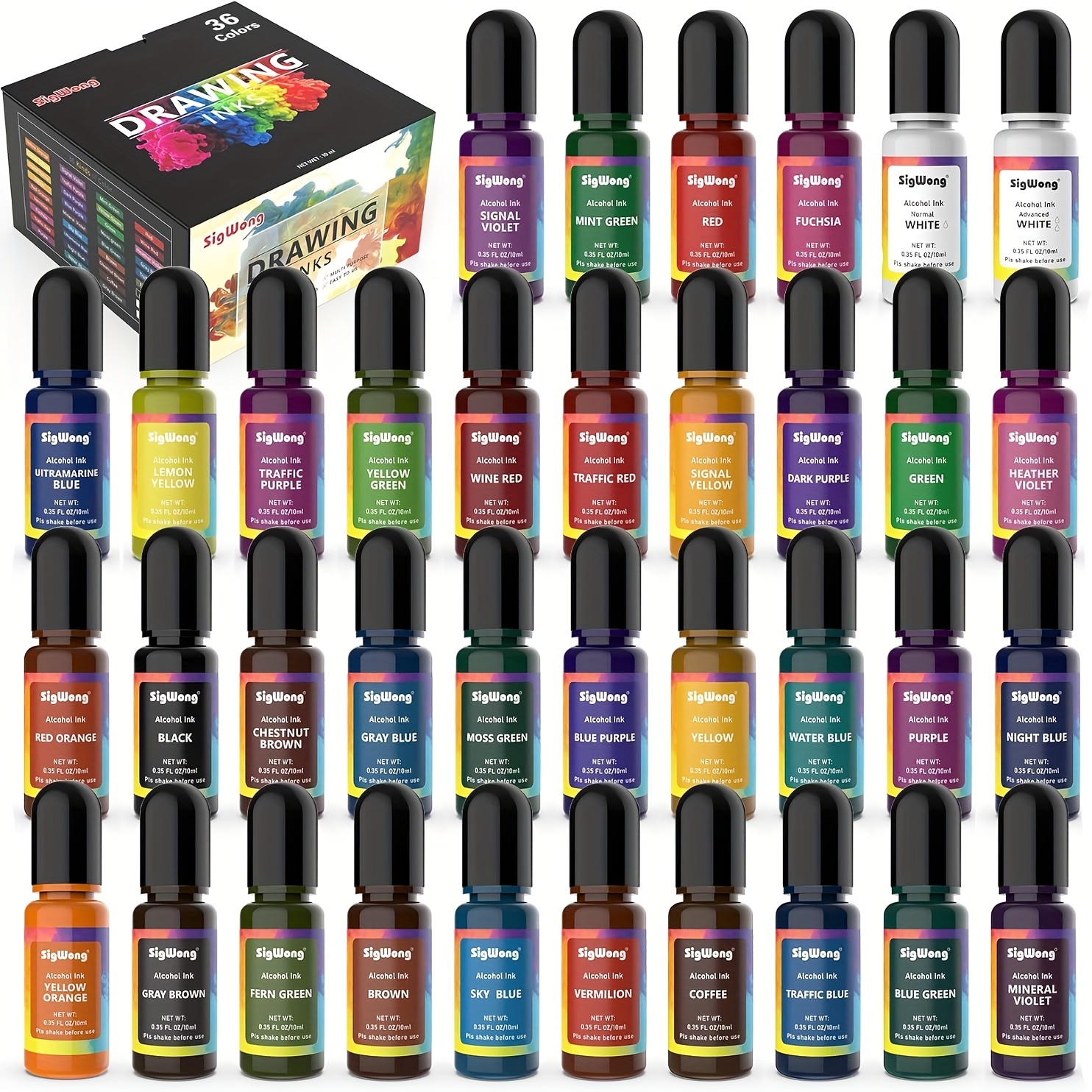 

Ink Set - 36 Bottles Concentrated - Ink, Concentrated Epoxy Colour Dye For Dish, Coaster, Painting, Cup (10ml )