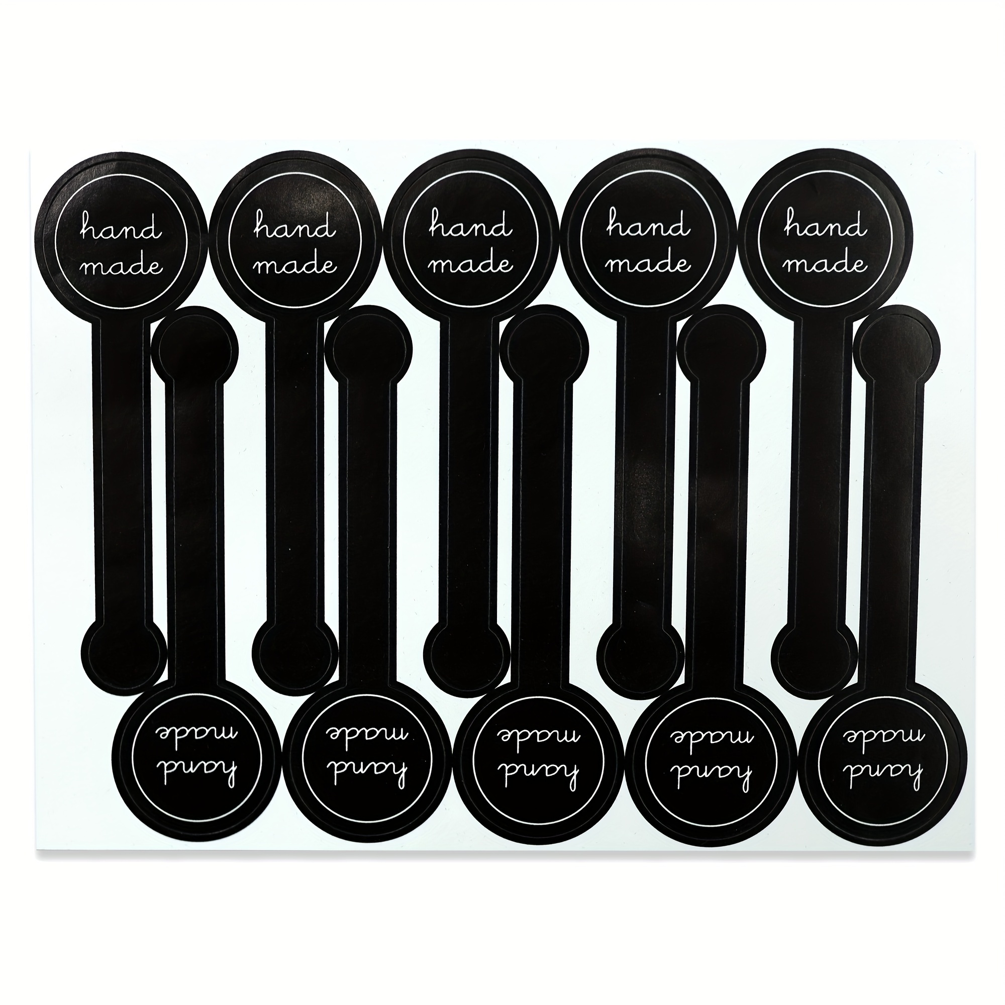 100pcs Black Handmade Cake Packaging Sealing Labels | Long Style Stickers For Baking, Gift, Glossy End, Self-adhesive, Single Use