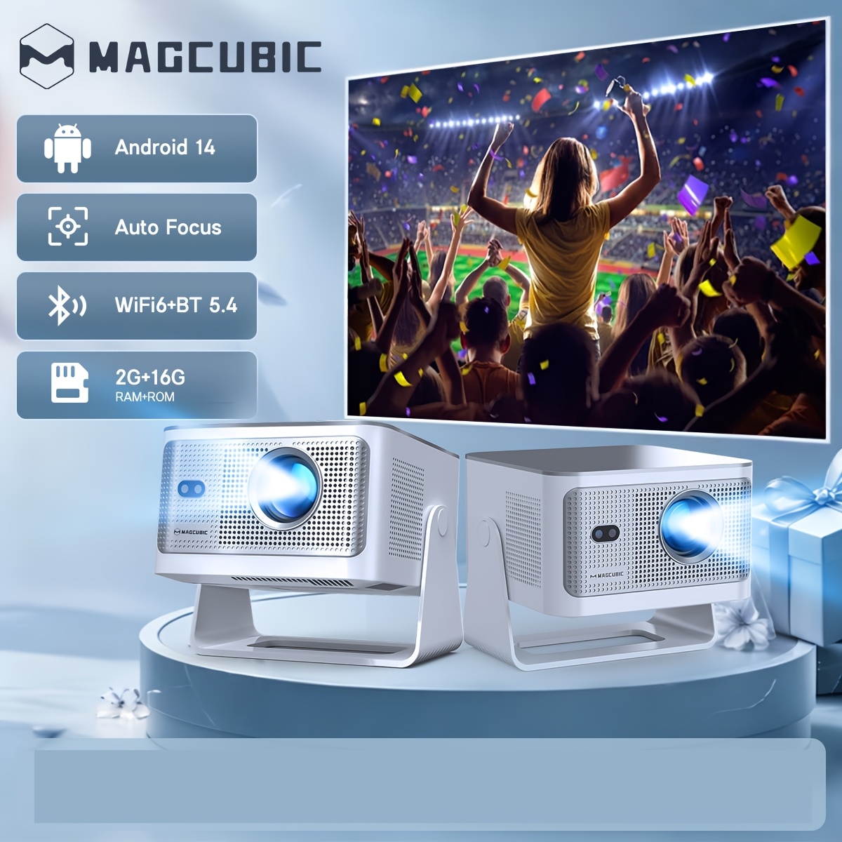 Magcubic Hy350max Smart Projector 14 1080p Native Full Hd With 8k Support, Auto Focus & Keystone Correction, 1.0:1 Short Throw Wifi6 & Bt5.4, App Store Built-in, Ideal For