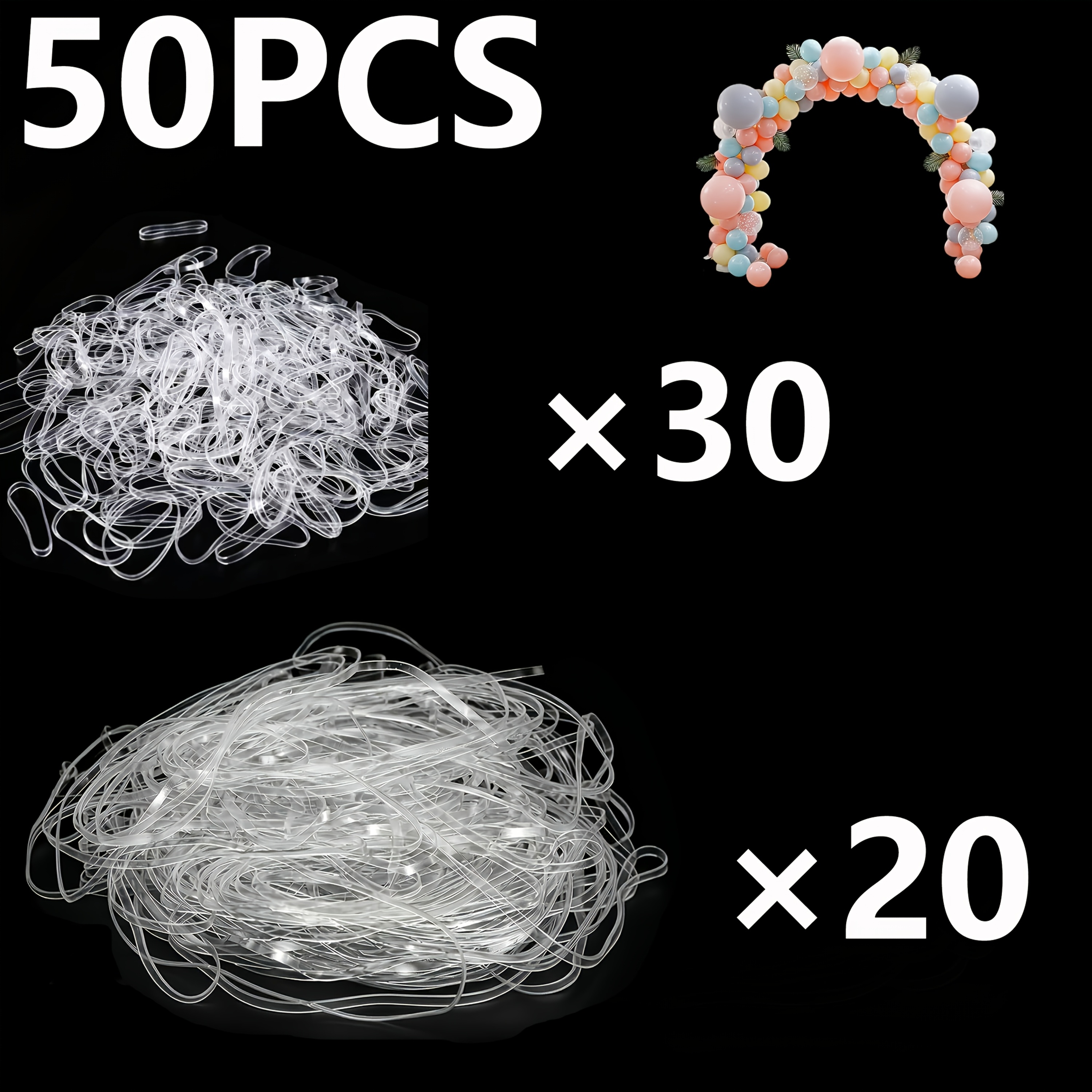 TEMU 50 pezzi Elastici per e di Palloncini Adatti a Palloncini Piccoli/Grandi, Antiaderenti e Durevoli per Telai ad , Decorazioni per Ghirlande,