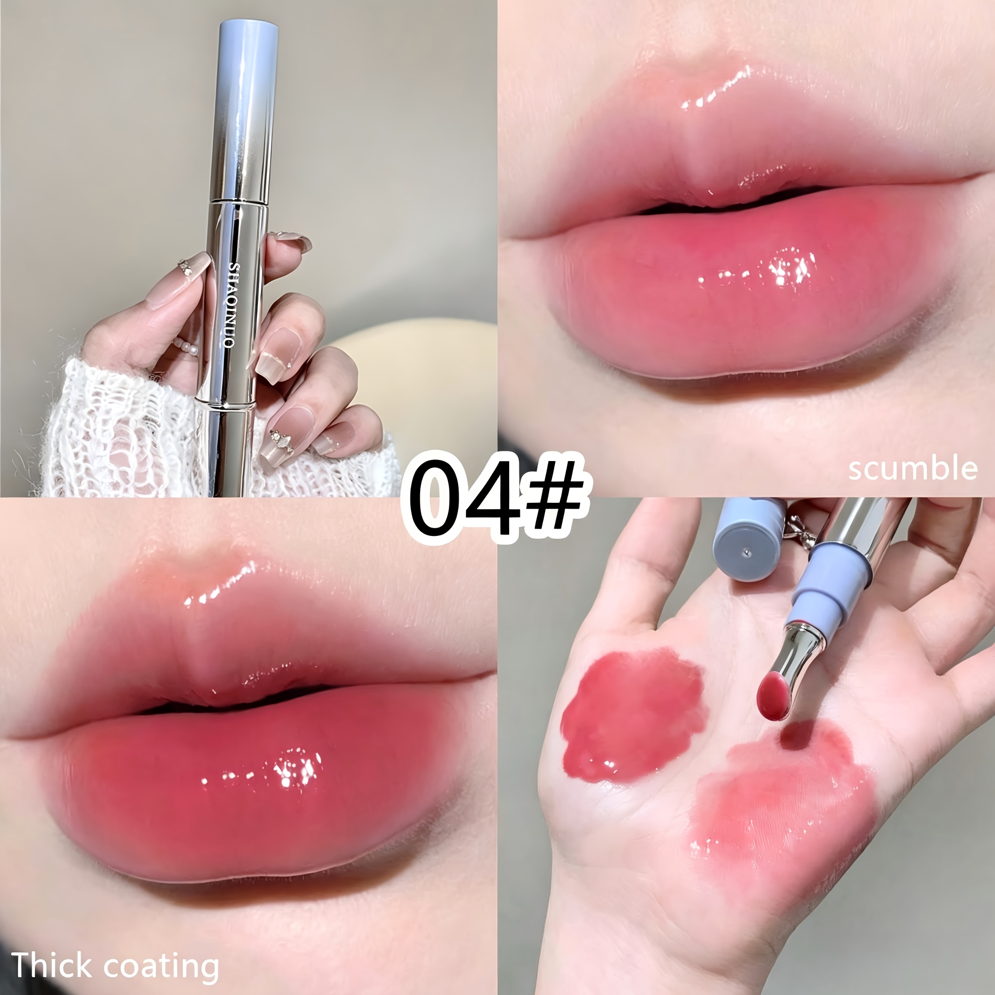 Image of Ice-clear Watery Lip Gloss, Mirror-like Plump Glass Lip, Light And Moisturizing, Nourishing And Close-fitting, Easy To Color, , Improves , Creamy Lip Gloss, Holiday Gift