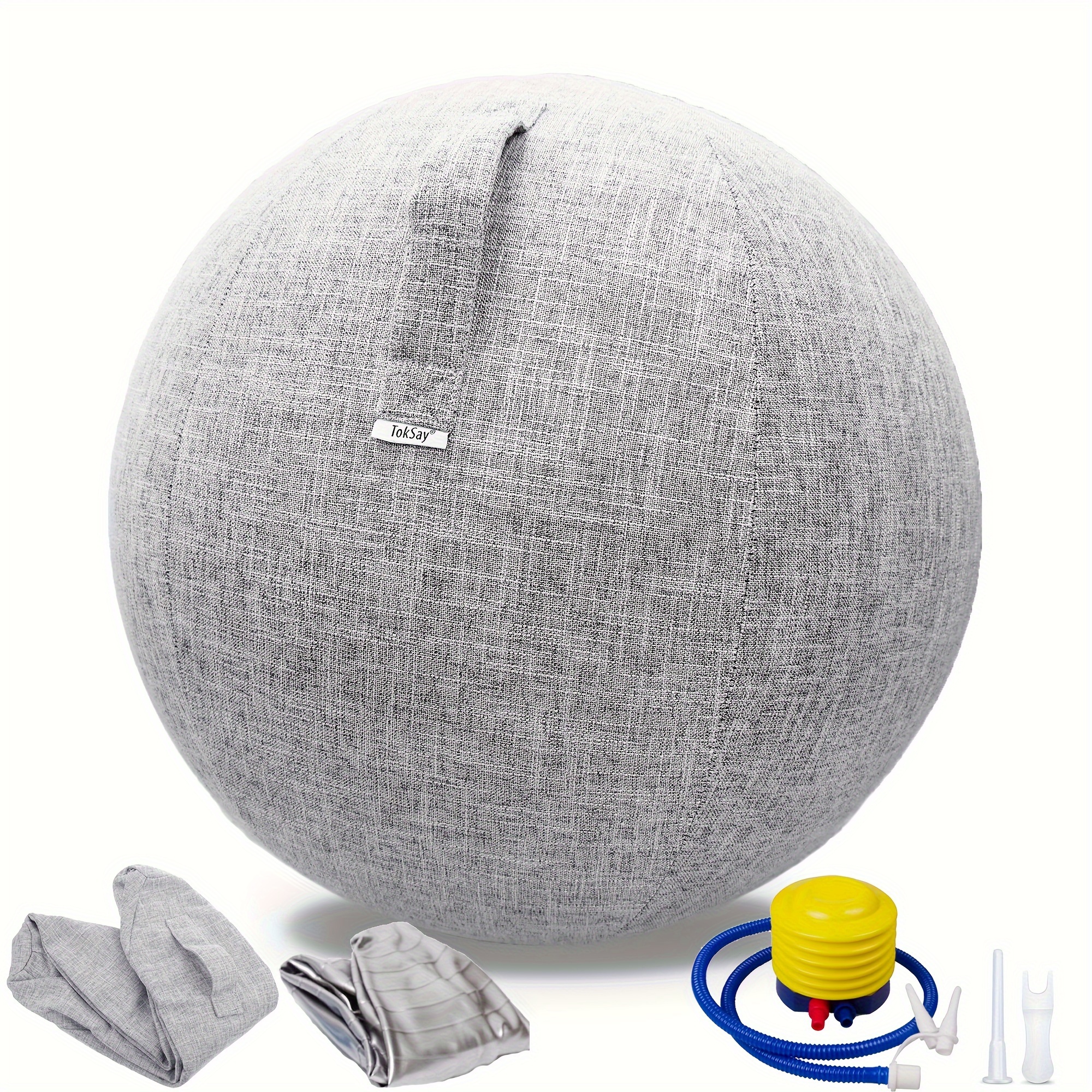 

65cm Exercise Ball Chair With Fabric Cover, Pilates Yoga Ball Chair For Home Office Desk, Pregnancy Ball & Balance Ball Seat, Improve Posture, Birthing Ball For Pregnancy