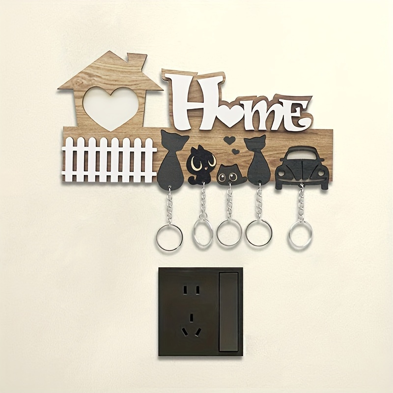 

Contemporary Wooden Key 4 – -mounted Keychain – Install Art – & Cat Key Organizer