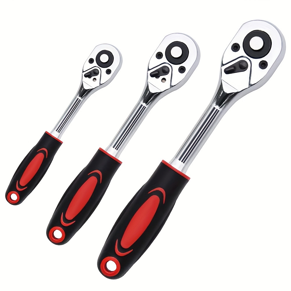 TEMU 3-piece Extendable Ratchet Set, 1/4 3/8 1/2 Inch Extendable Socket Wrench, Ratchet Wrenches Set 72-tooth , Handle, Release Reversible Gear Torque Spanner Mechanical Tools