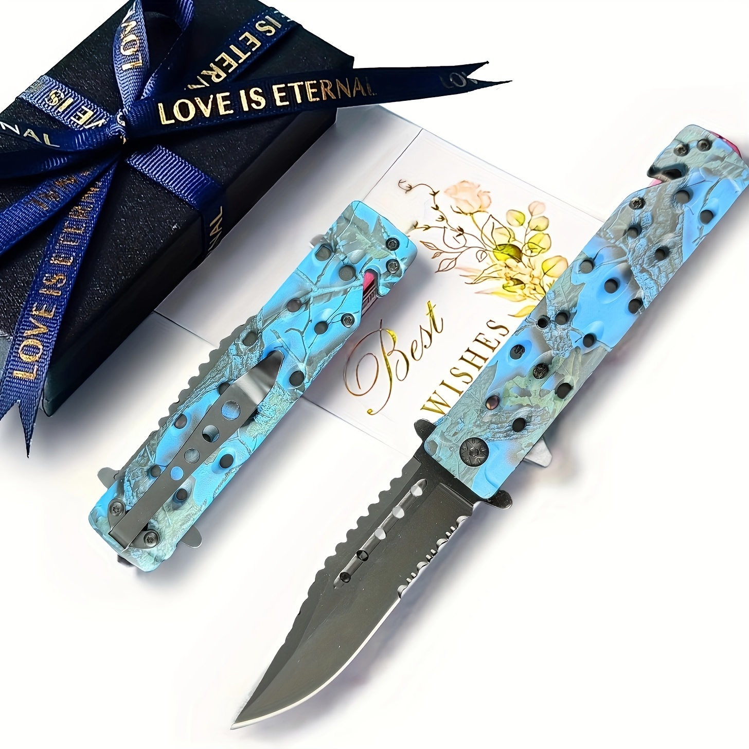 

3.94"pocket Sharp Blade - Tactical Pocket Knife For Men With G10 Handle Glass Breaker & Clip - Best Folding Knives For Edc Camping Survival For Dad Husband - Father Day Gifts (blue)