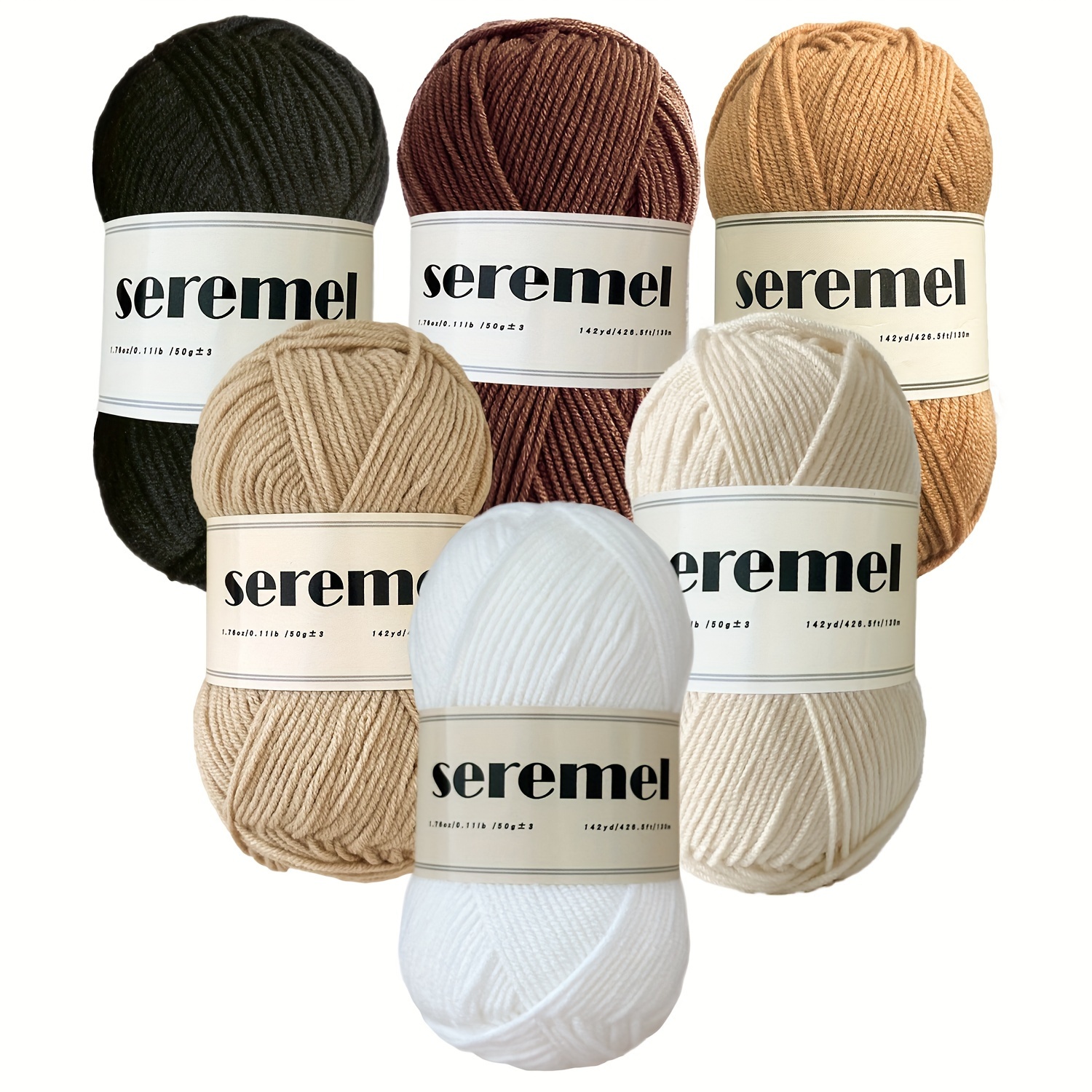 

Seremel Bundle - 6 Skeins, 4-ply , 852 Each In Assorted For Crochet And Knitting