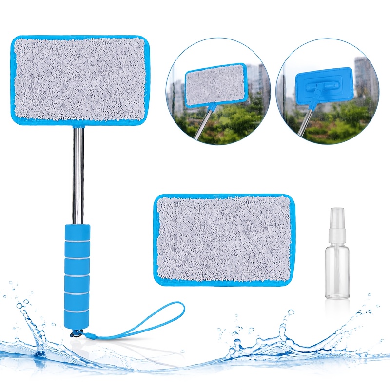 TEMU Ensemble d'outils de nettoyage de pare-brise de voiture 3 pièces, brosse de nettoyage de fenêtre télescopique avec tampons en microfibre et