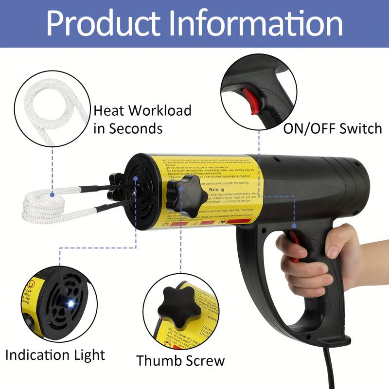 Chauffage Par Induction 1500W 220V - Pistolet Avec 8 Bobines - Pour Desserrer écrous Rouillés, Traitement Thermique