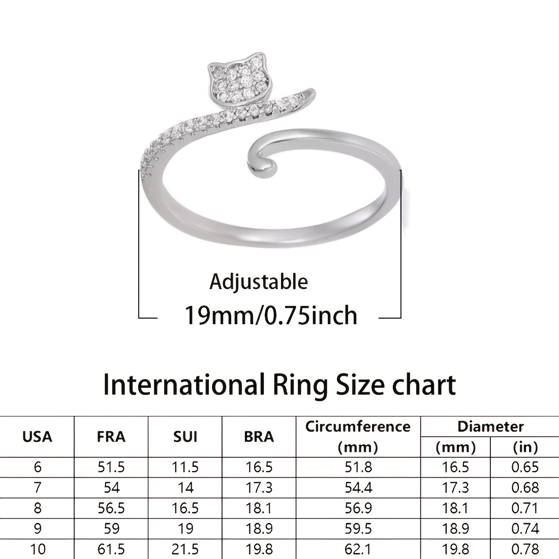 Women's Adjustable Cat Ring, Adorable Design for Cat Lovers