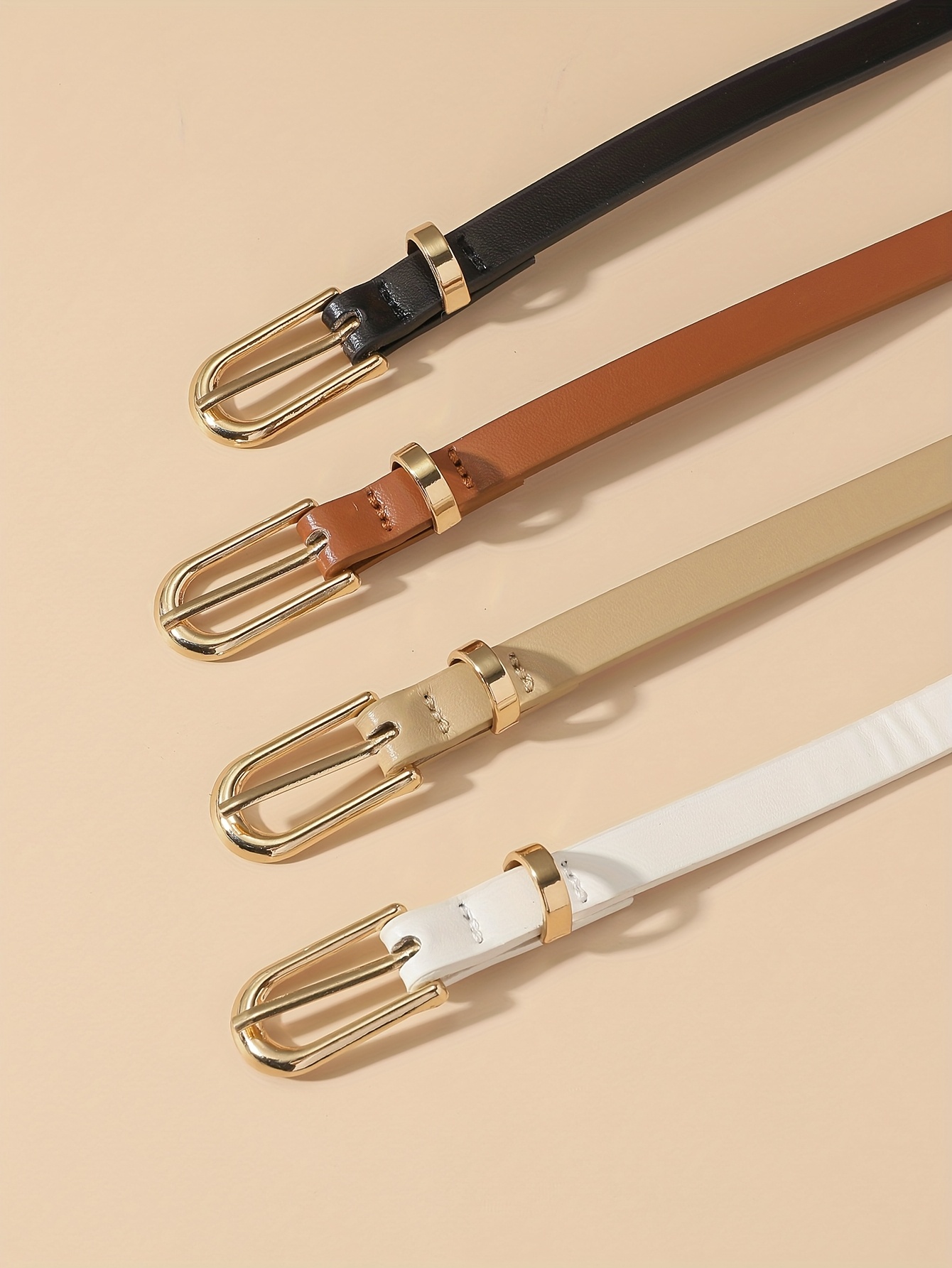 4-Pack Women's PU Thin Strap with Pin Buckle