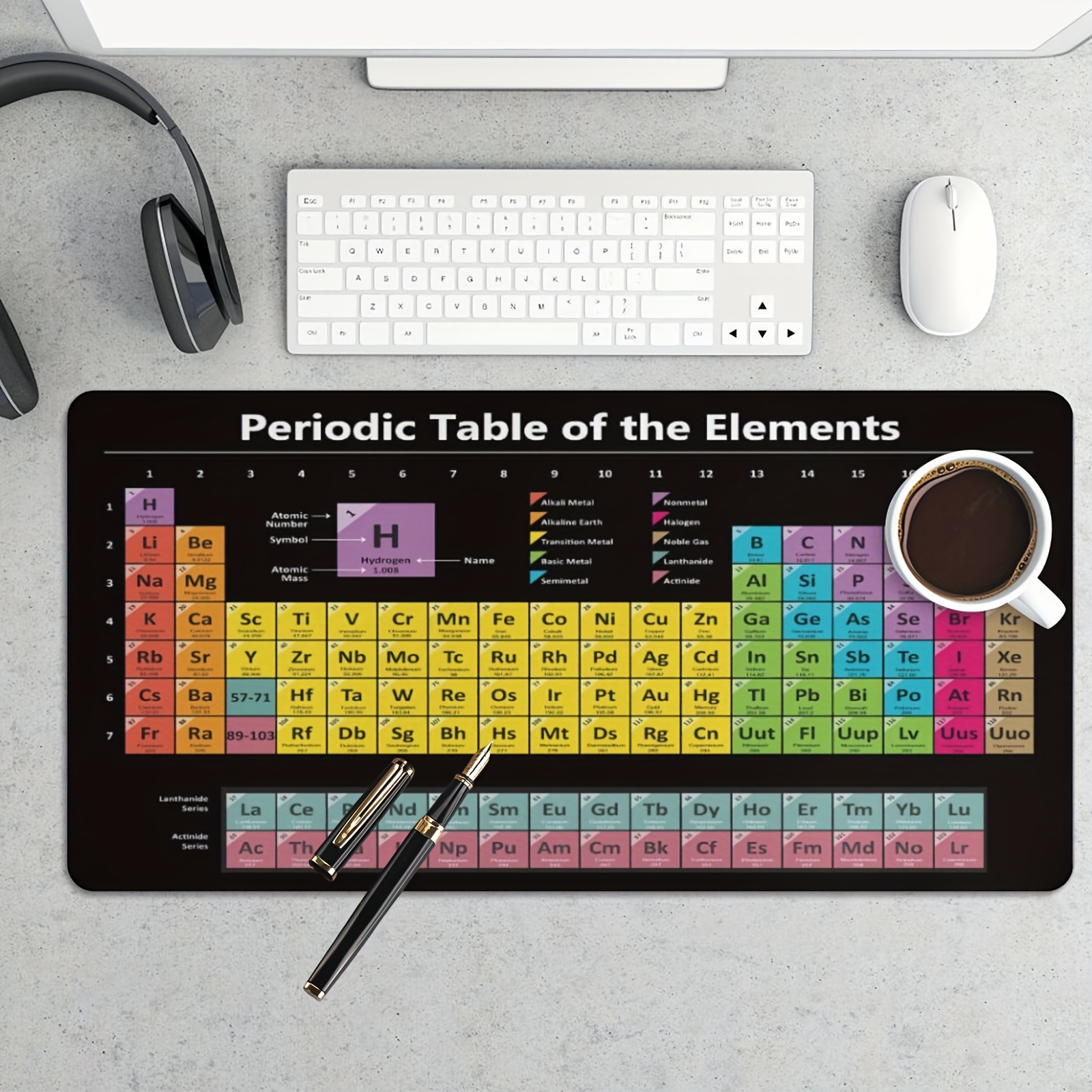 

1pc Periodic Table Of Elements Large Mouse Pad, Cool Design For Women Rectangle Mousepad, Non-slip Rubber Mouse Mat, Suitable For Office Computers, Laptops 30x60cm/23.6*11.8 In