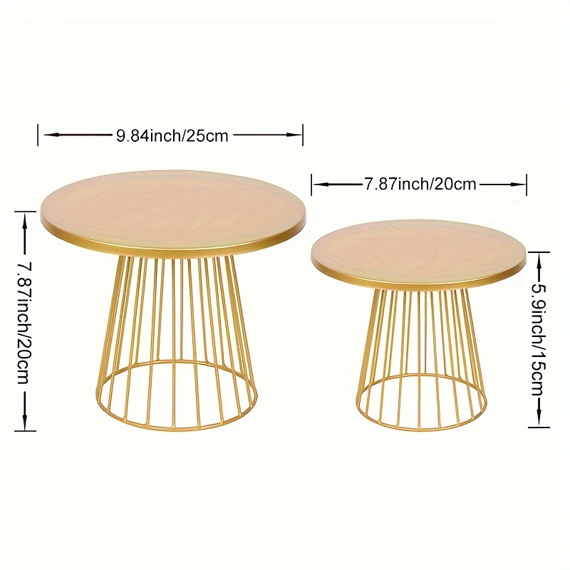 E-shop 2er-Set Eleganter Goldener Metall-Cupcake-Ständer mit Geometrischer Basis - Ideal für Geburtstags- & Feiertagsfeiern, Gebürstete Oberfläche,