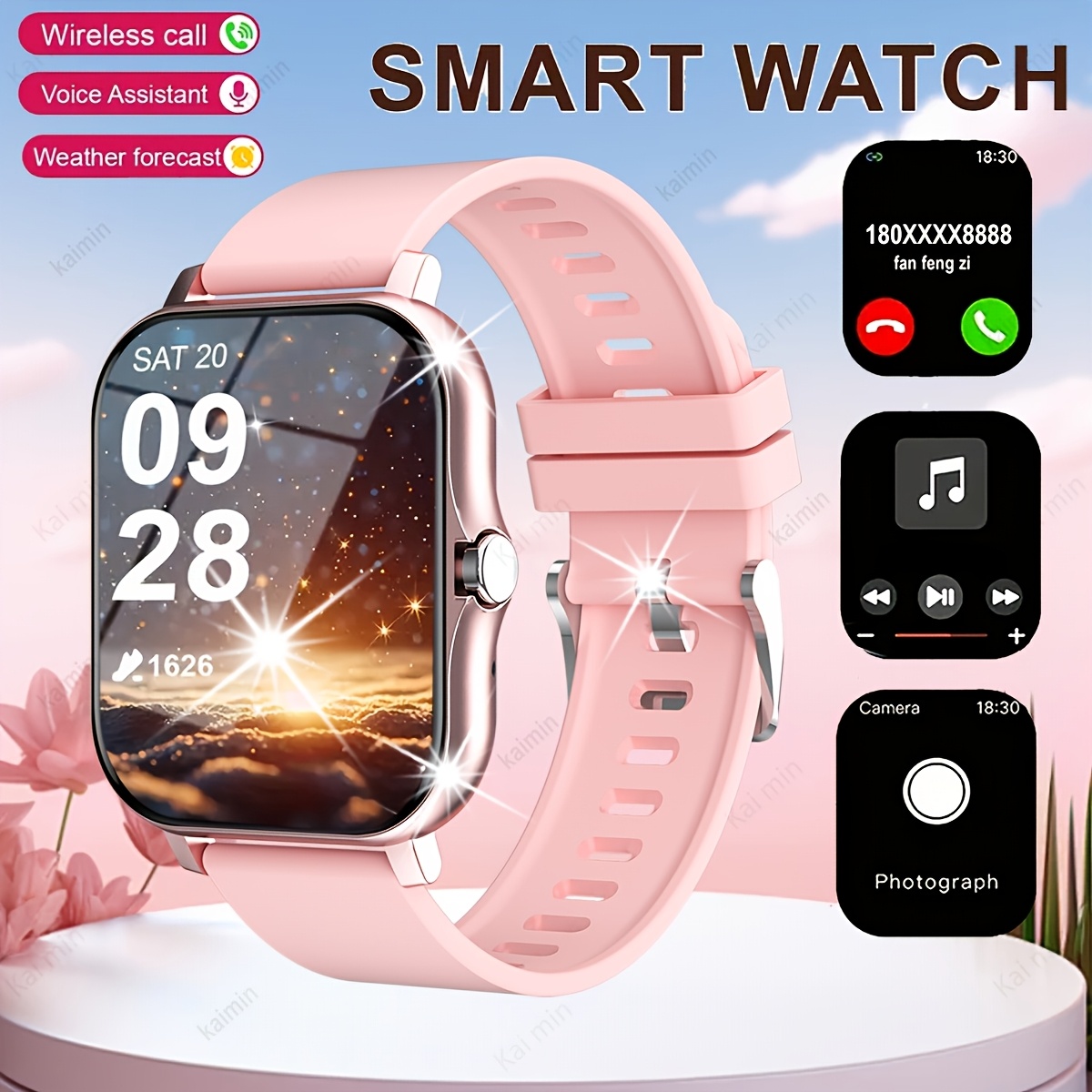 2.01-Inch Full Touch Screen Silicone Strap Smart Watch