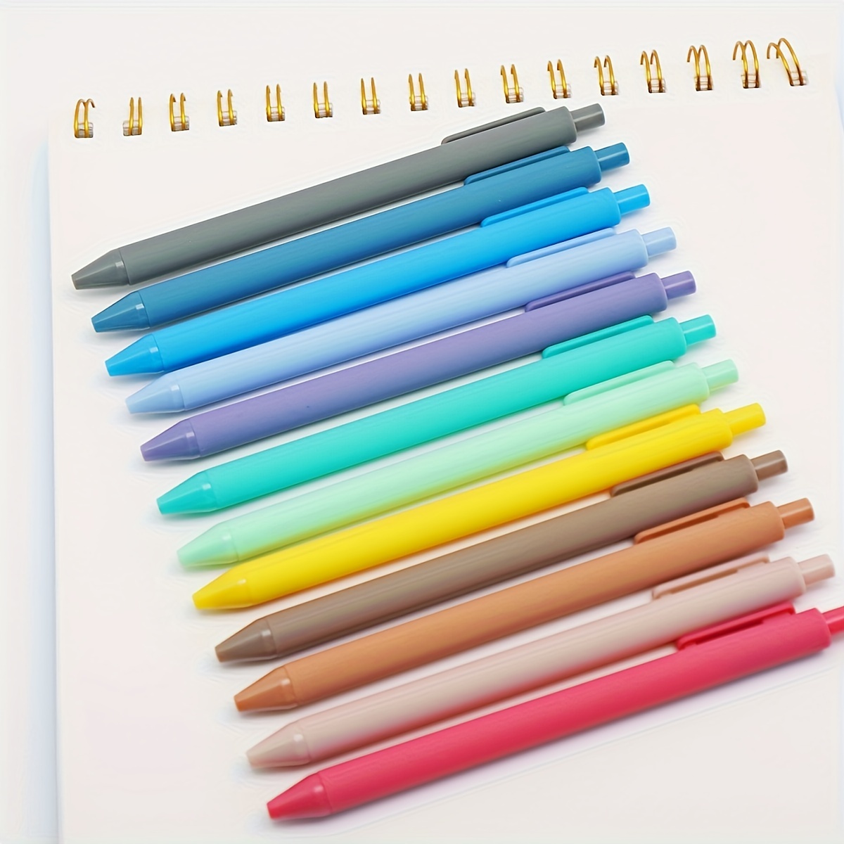 

12pcs Morandi Pastel Retractable Pens, Smooth Writing, Fast Dry, Ball Pens 1.0mm Tip, Retractable Pens, Cute Pens, Black Ink Pens, Aesthetic Pens For Journaling, School & Office Supplies