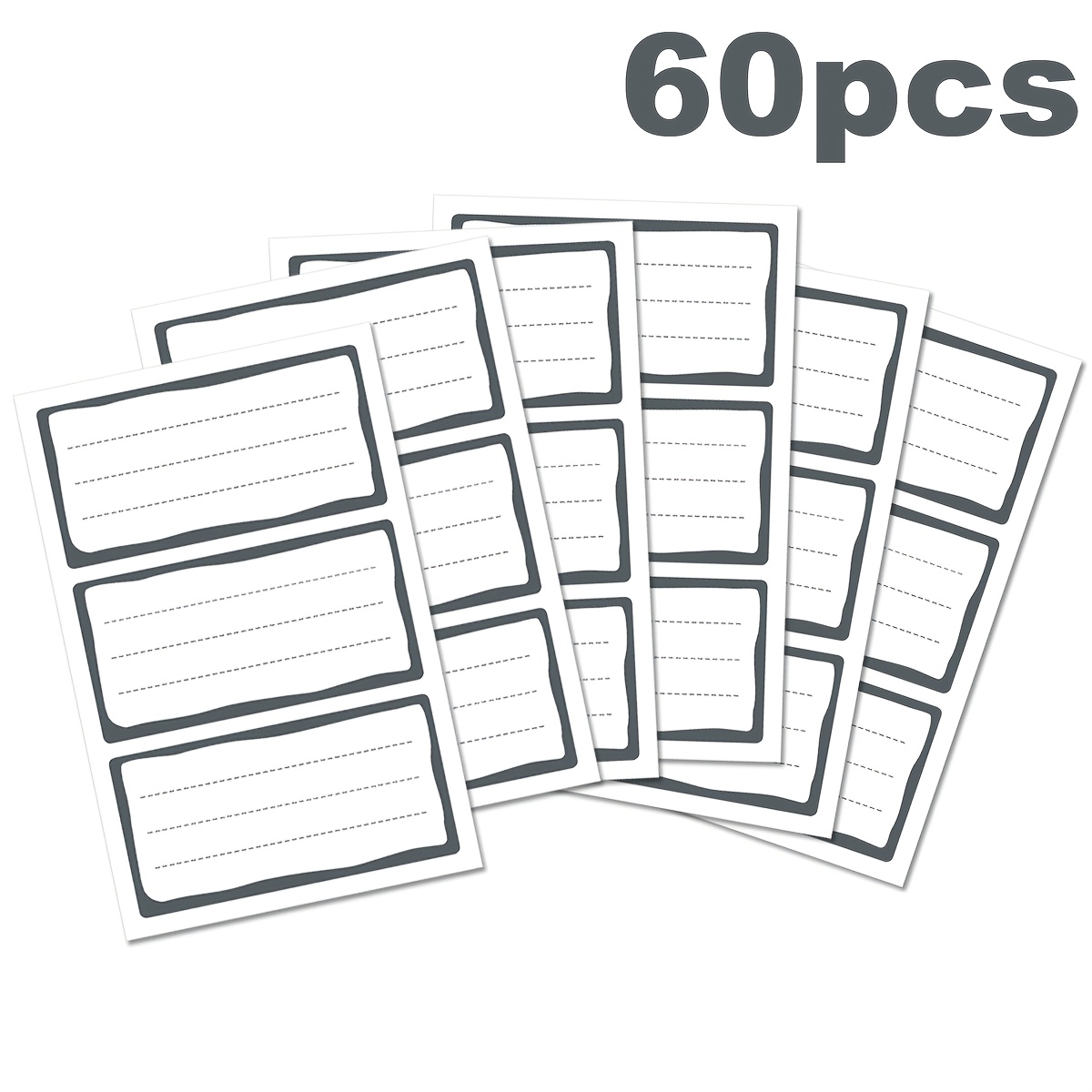 60pcs Name Label Stickers, Gray Bookmark Label Stickers, Notebook Label Stickers, Designed For Perfect Back-to-school 9x4.5cm