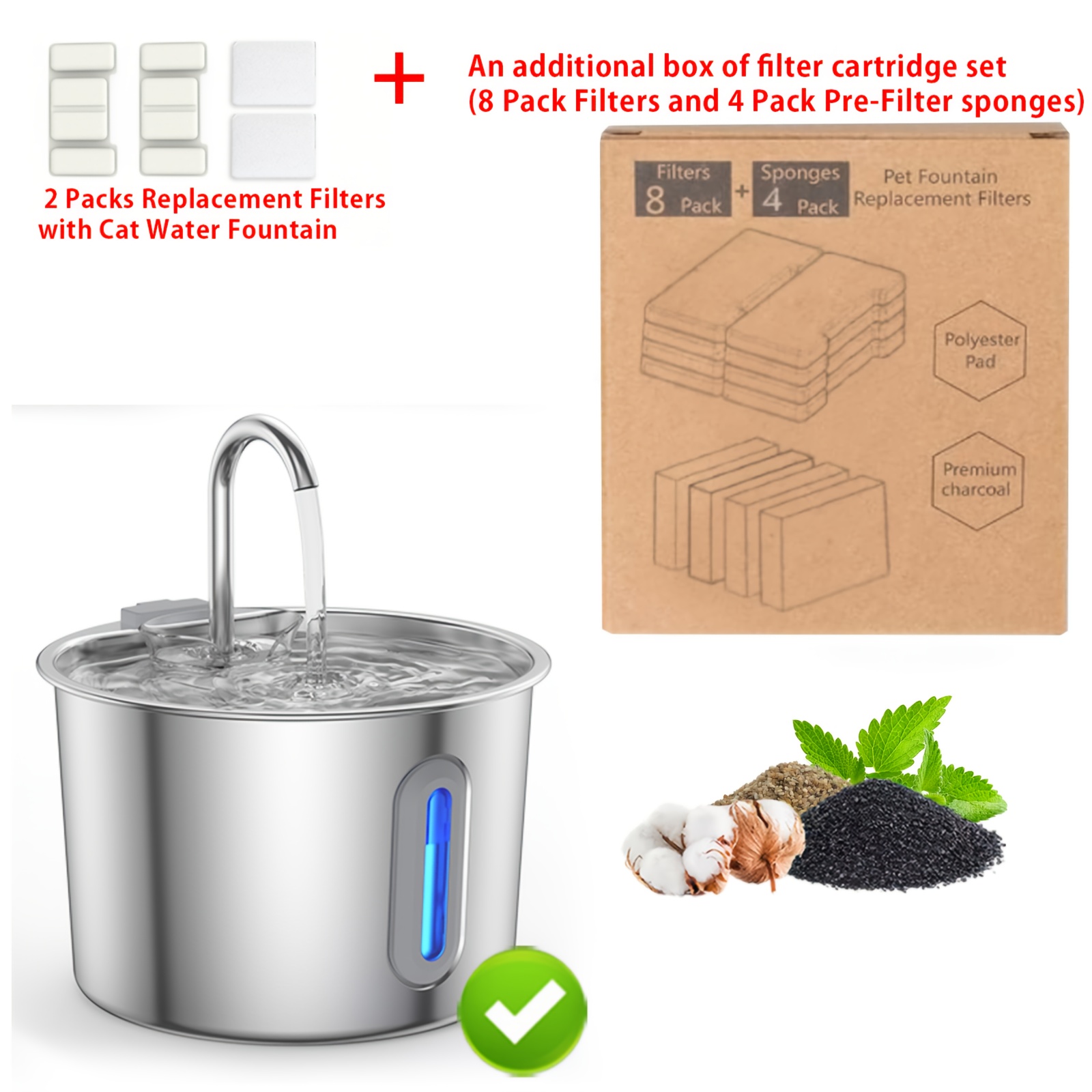 TEMU Stainless Steel For Cat Water Fountain, 74oz (2.2l) Automatic Pet Water Dispenser For , Water, Bpa-free, Durable , Perfect For Small Animals, Homes, For Cat Water Fountain