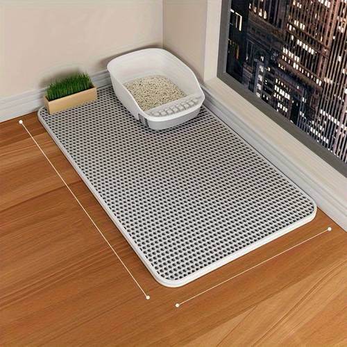 cat litter mat kitten litter catching mat honeycomb double layer urine and waterproof easier to litter box mat dispersed control reduce waste non slip
