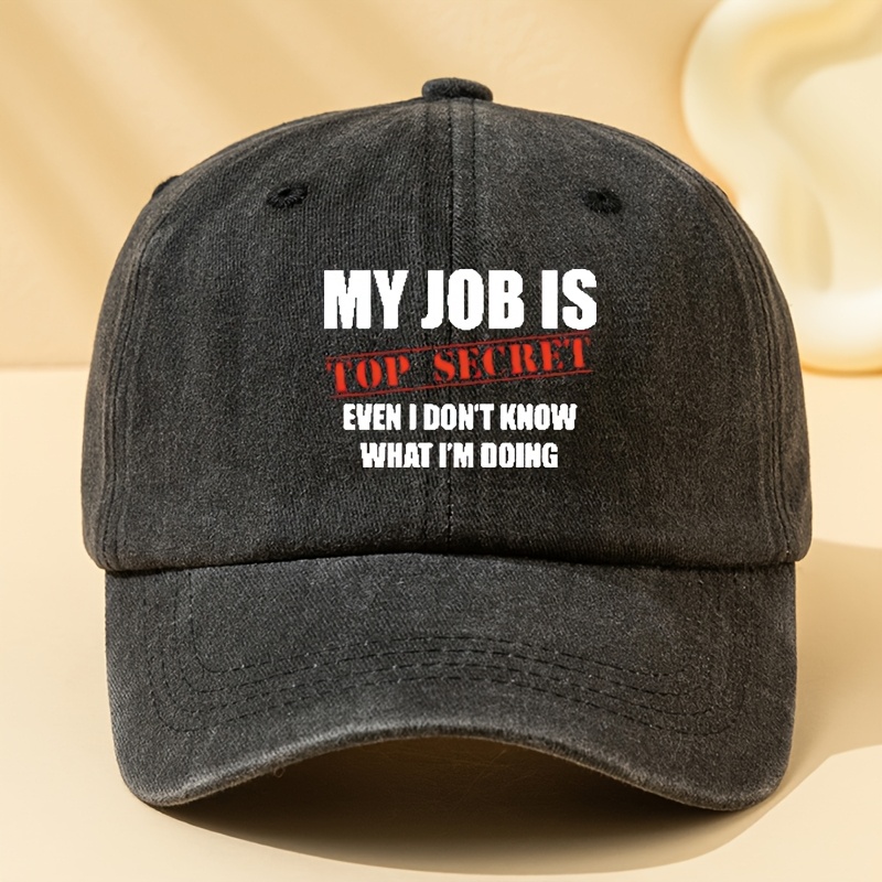 is     i dont   what im doing字母印刷男士经典复古棒球帽弯檐帽轻便可调节大小鸭舌帽户外运动休闲露营嘻哈帽男士爸爸棒球帽 商品详情 1