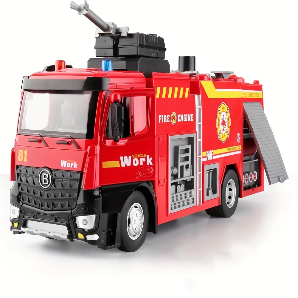 

Engine Truck Toy With Metal Driving Cab, Water Spraying , And Lights - Superhero Themed Plastic Fire Rescue Vehicle With - Ideal For Children Aged 6 To 12 Years Old - Gift For Boys