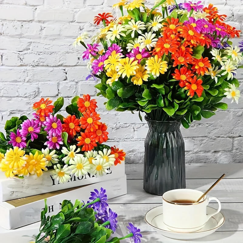 

10pcs Bouquets Artificial Flower, False Colored Daisy Plants, Anti Uv Artificial Daisy Shrubs, Faux Flower Shrubs Suitable For Garden Farmhouses Indoor And Outdoor Decoration, 5 Colors