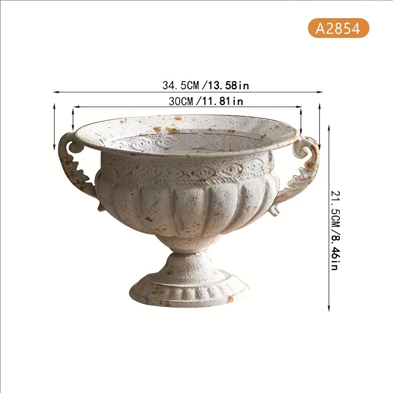 TEMU American Double Ear Carved White Flowerpot Decoration Flowerpot
