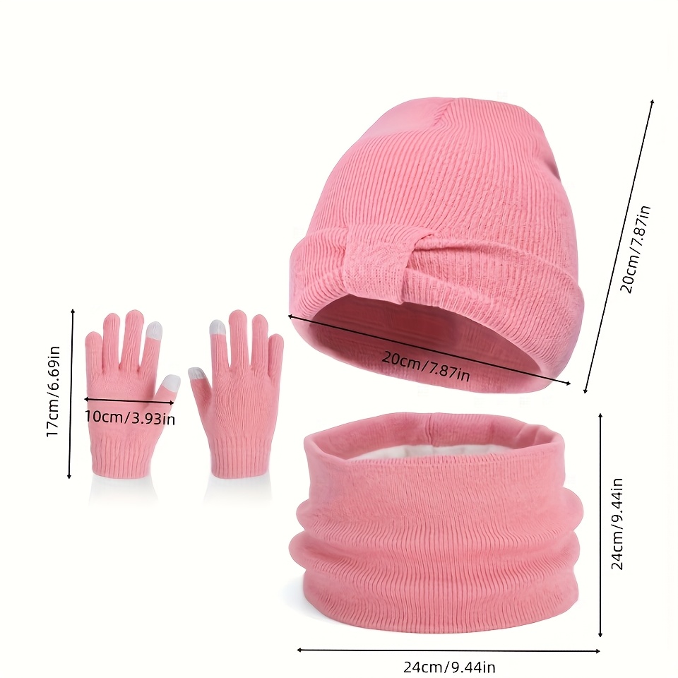 Kids' Autumn/Winter Hat, Gloves, and Scarf 3pcs Set