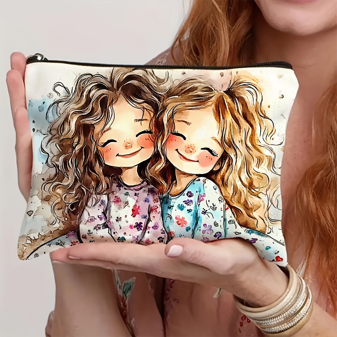 TEMU 1pc Cute Girls' Makeup Bag - Fashionable Travel Toiletry Storage Pouch, Multifunctional Portable Cosmetic Organizer, Ideal For Vacation, Business, Fitness, Camping & Outdoor Use, Travel Ba