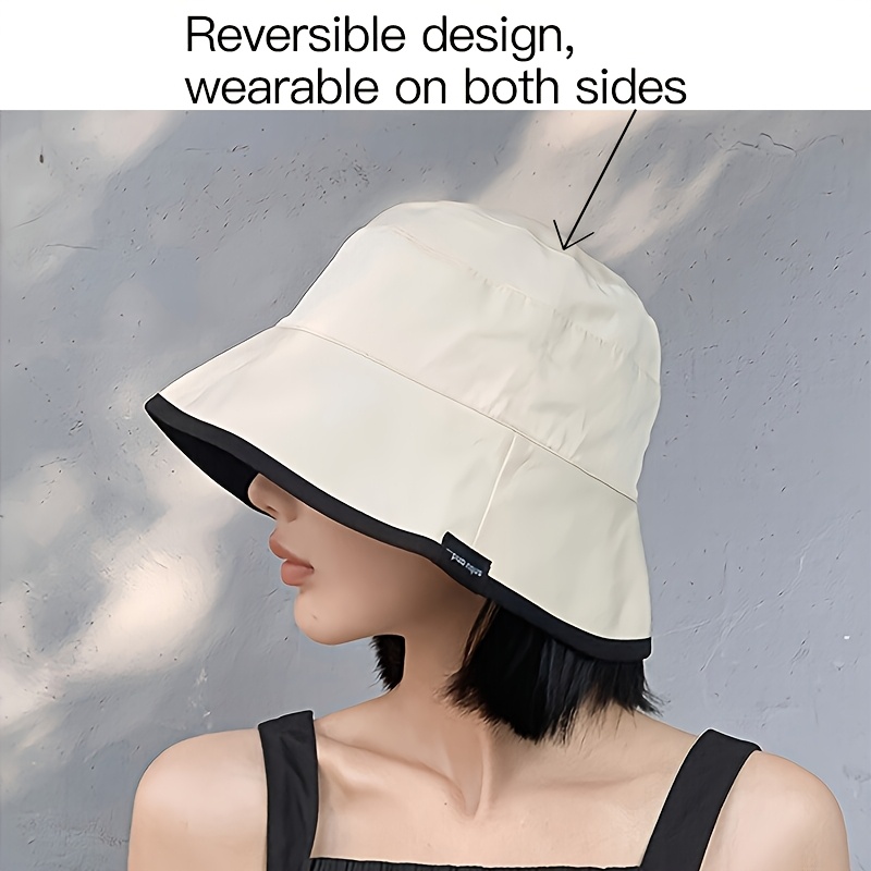 sombrero de pescador reversible,   por    , sombrero   para mujer de ala pequeña para exteriores para un rostro más delgado,  , que cubre la cara, protector solar y de moda