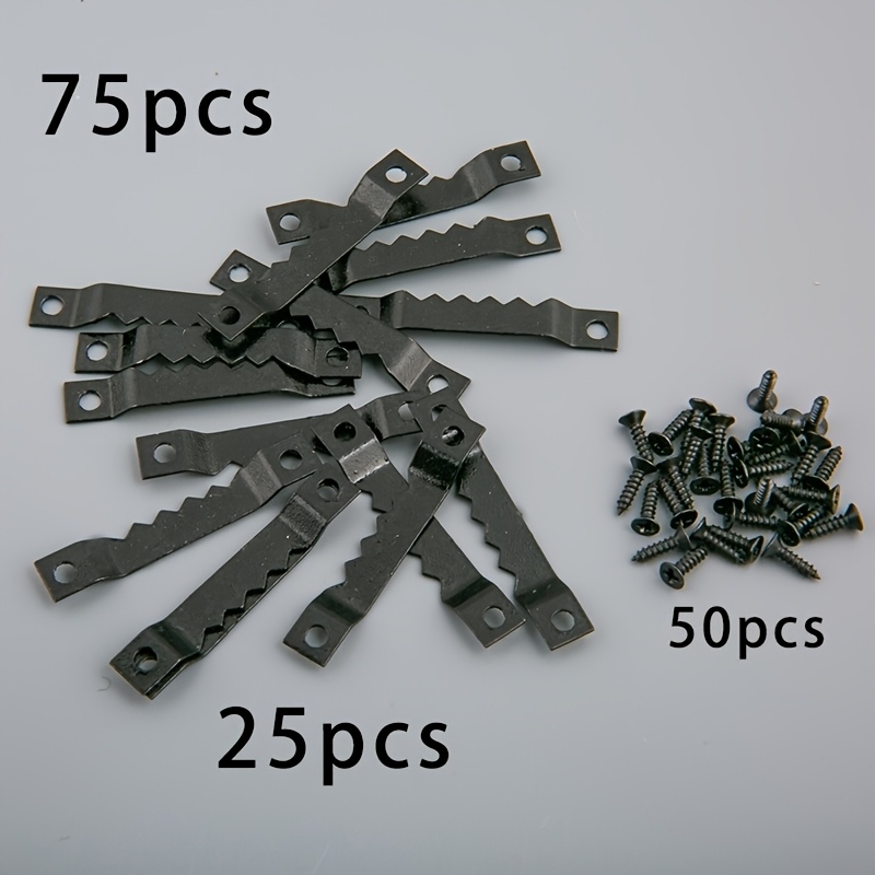 E-shop 75 Stück Gelb/Silber/Black Sägezahn Kleine Haken (25 Stück Sägezahn Kleine Haken und 50 Stück Schrauben) Robustes Bilderaufhängungsset – Kein