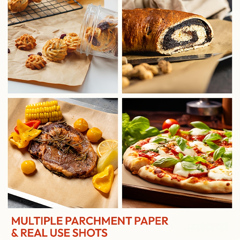 200 220 300 400pcs   heavy duty parchment paper sheets 12x16 inches 45gsm non stick oil proof double silicone coated precut baking paper for cooking grilling air fryer steaming frying unbleached safe for oven induction christmas thanksgiving easter halloween hanukkah stackable roll alternative Product details 5