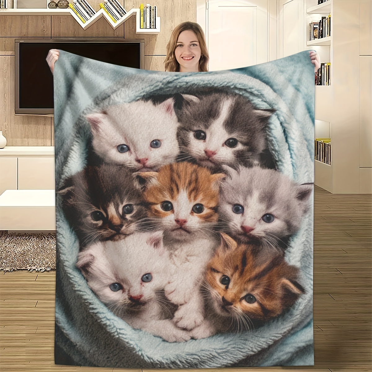 

1pc Fleece Blanket, Flannel For Sofa, Bed, , , , , , , And Bed - , And , , Washable, All-, -static, , 200-250g Kilogram, Knitted