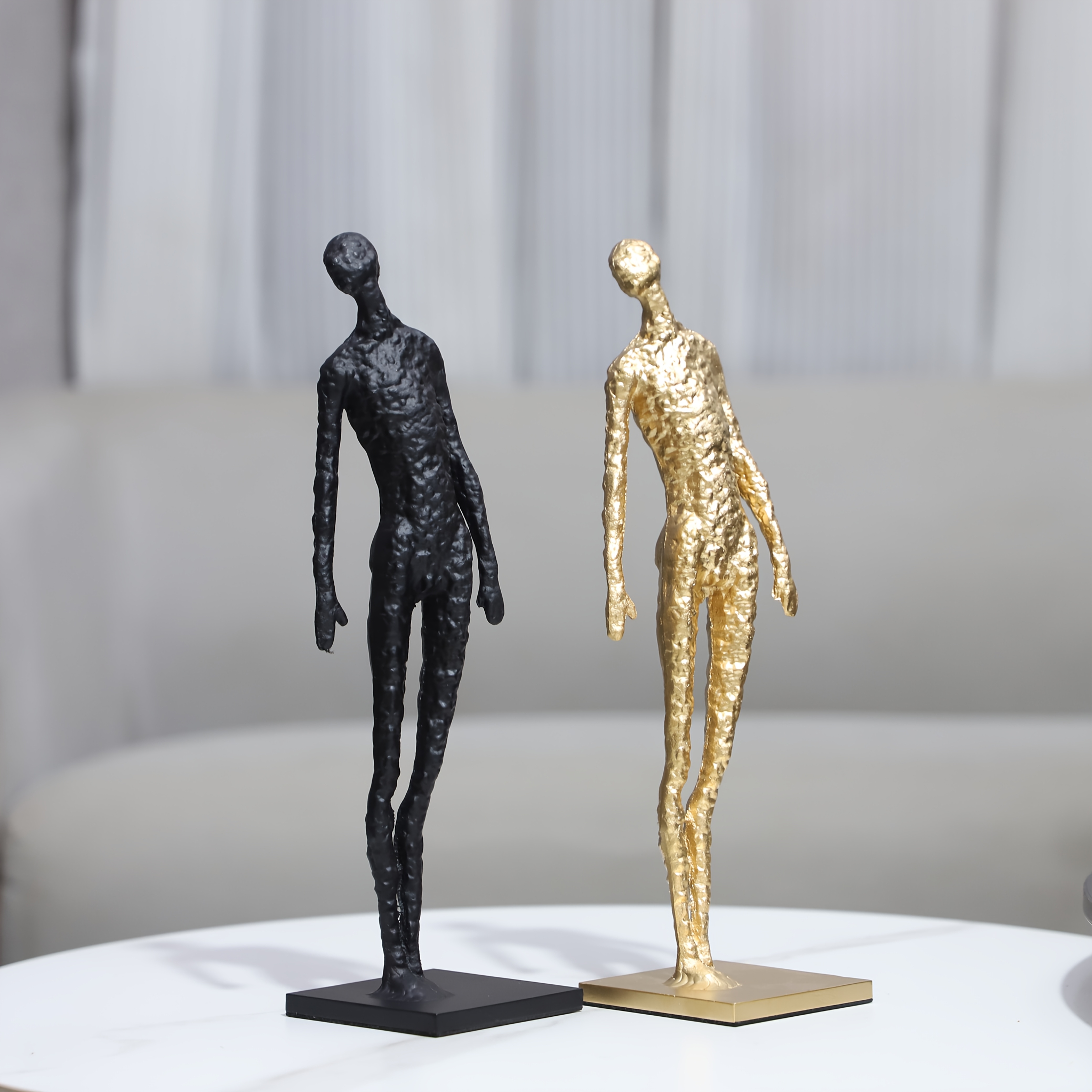 1pc Western Style Abstract Cast Iron Standing Figure Sculpture Artwork, Base Design for Extra Stability. Durable Metal, Indoor/Outdoor Home Decor OrnameSuitable for Living Room, Office, Bookshelf, TV Stand - No Electricity Required
