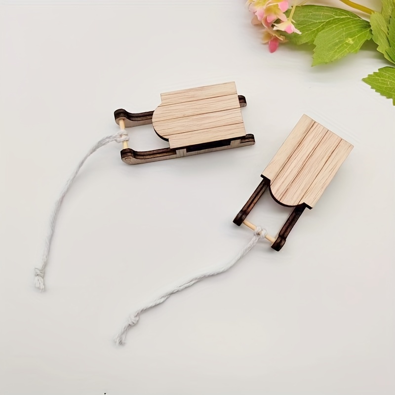 2 Wooden Tied , Christmas Sled Decorations, Craft Items For Party Decor