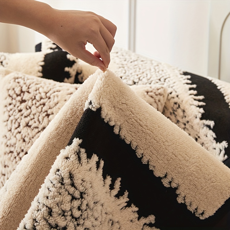 1pc luxurious boho style plush sofa cover non slip thickened cushion   throw blanket polyester 100 machine washable pet friendly   design compatible with armchair to sectional sofas 250 300 gsm fabric weight 9