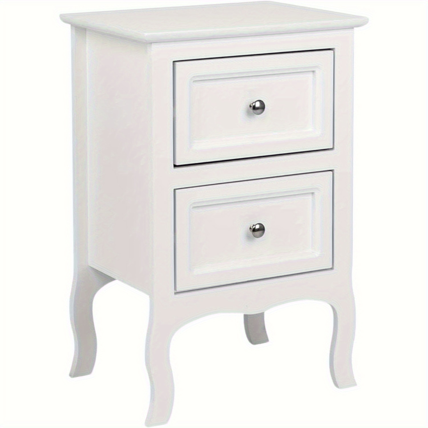Large White Two-tier Nightstand In Country Style
